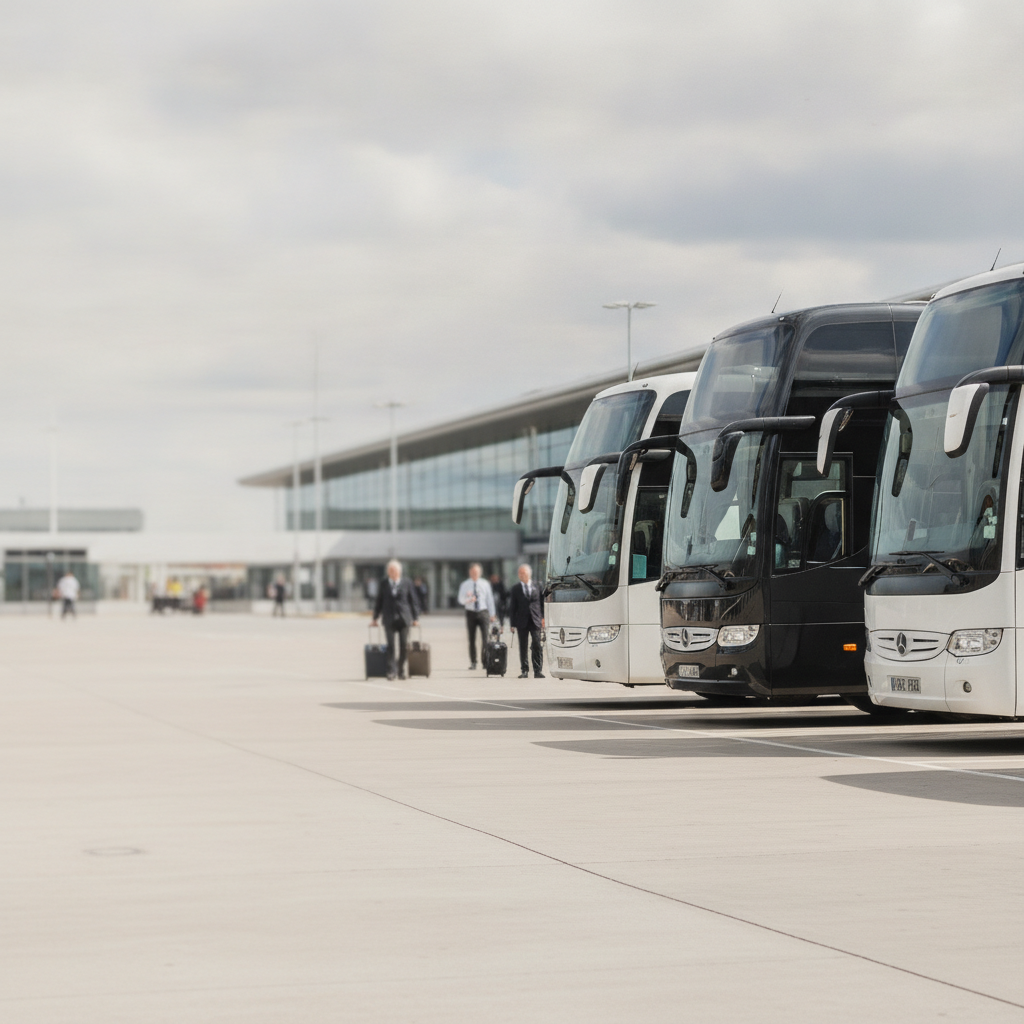 Seamless Corporate Travel: Your Guide to London City Airport Coach Transfers — executive coach meeting a group at London City Airport