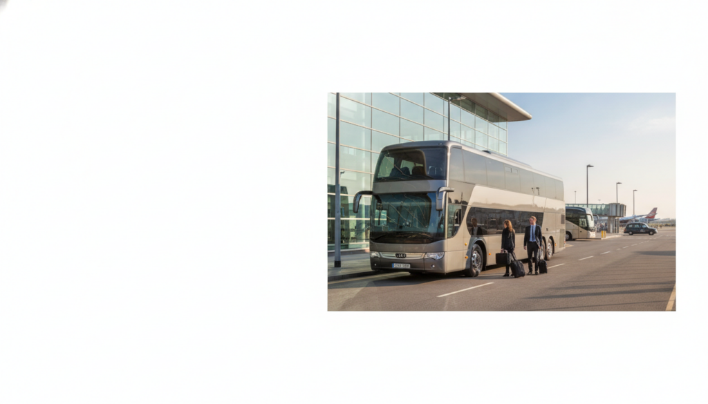 Executive Comfort: Why Choose a Premium Coach for Your London Business Event — executive coach meeting a group at London City Airport