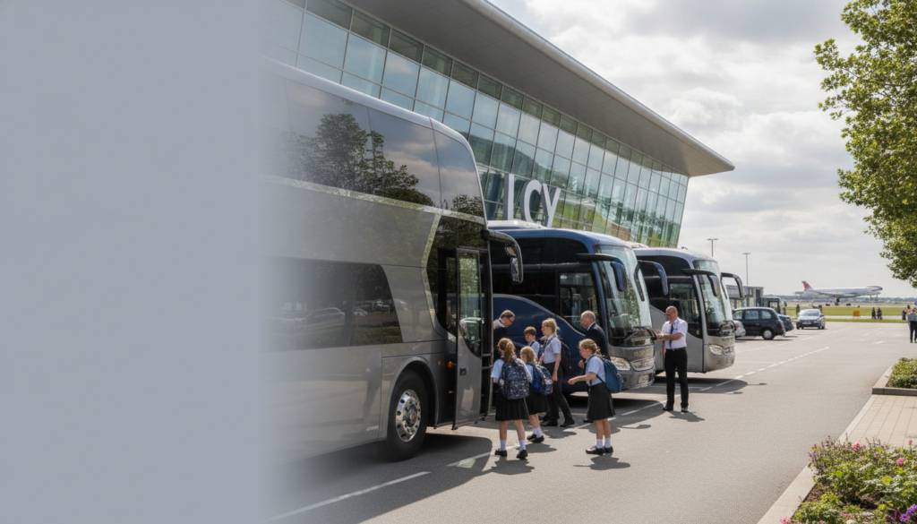 Planning Your School Excursion: A Guide to Coach Hire from LCY — executive coach meeting a group at London City Airport
